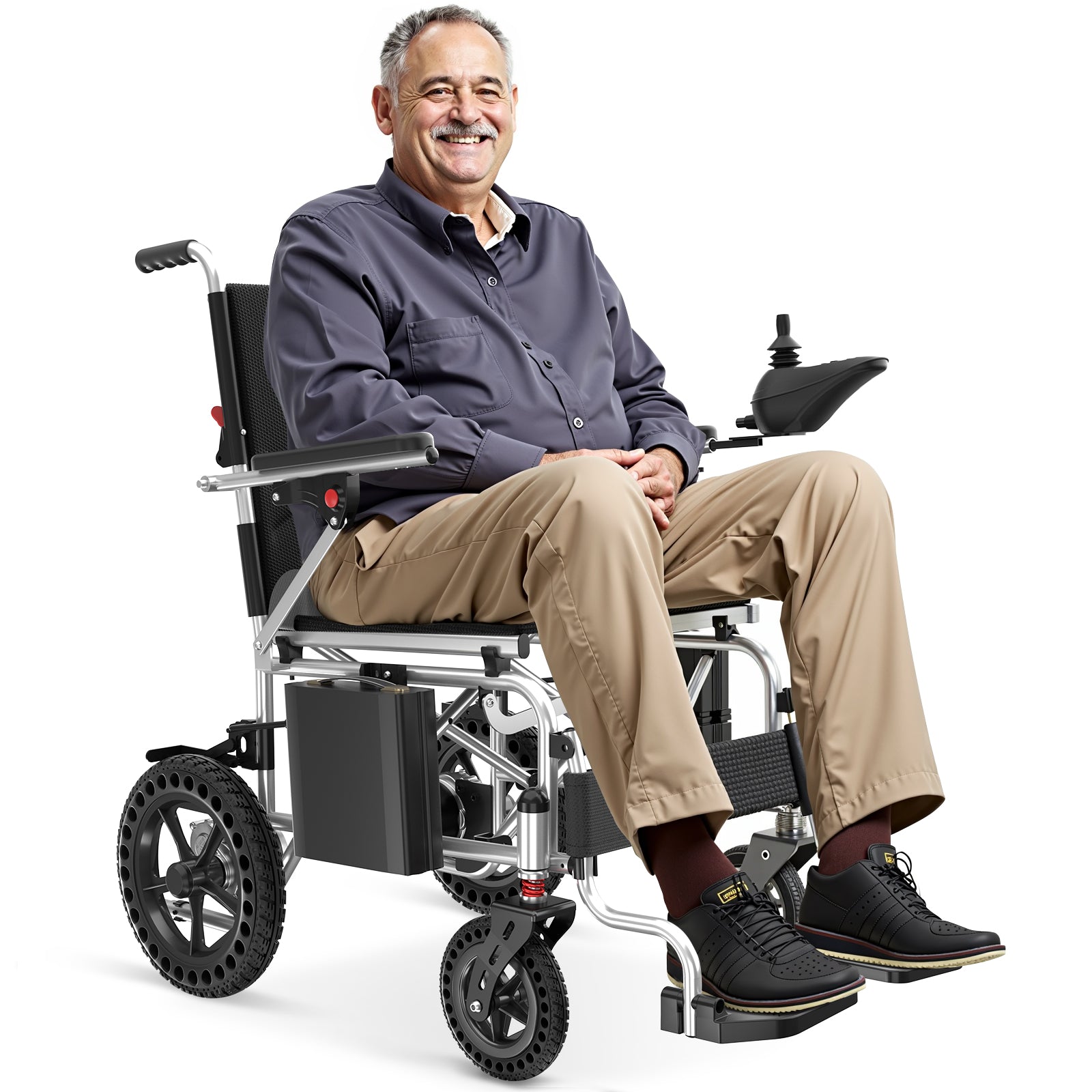 Foldable Electric Wheelchair for Adults, 15 Miles Long Travel Range, All Terrain Motorized Wheelchair for Seniors Portable