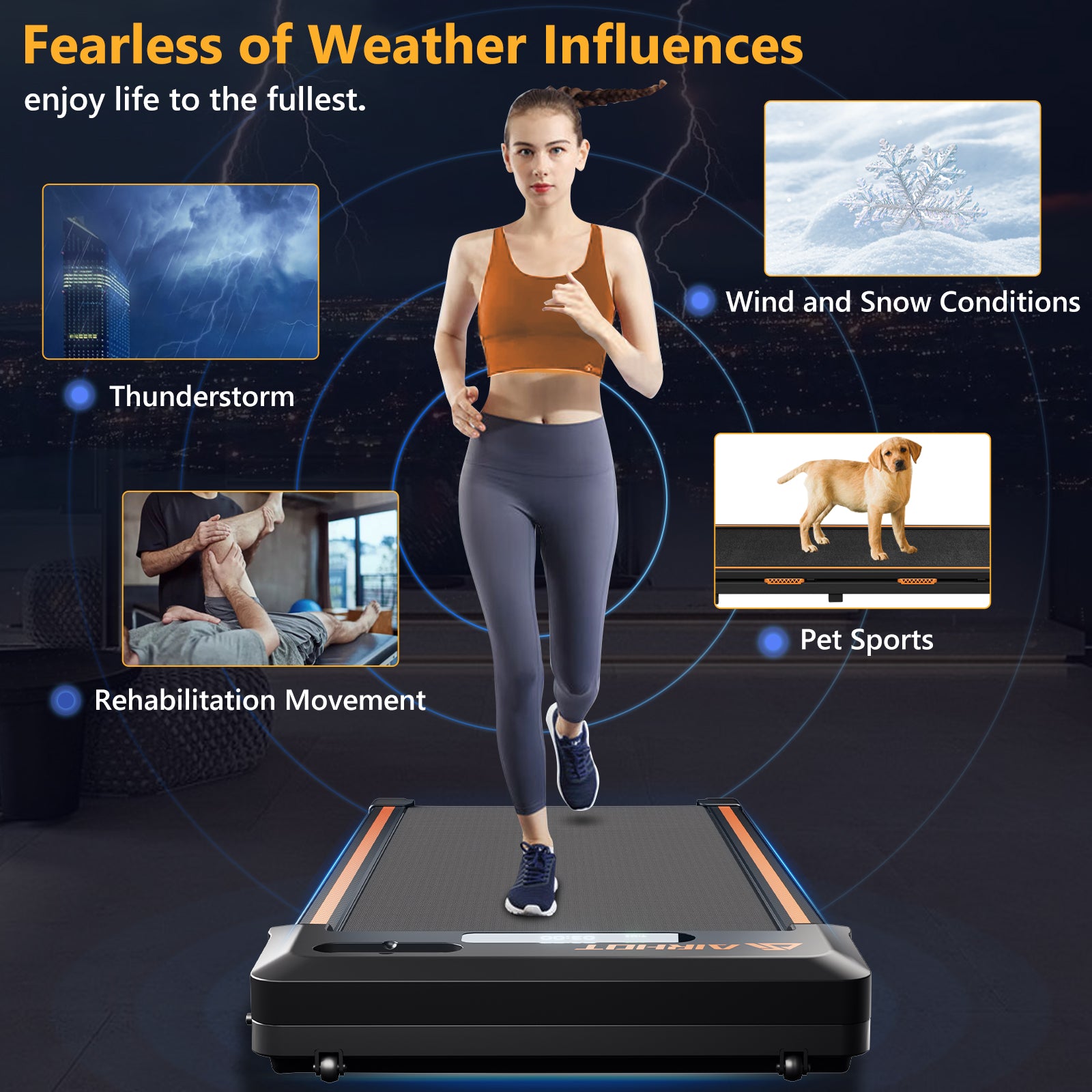 AIRHOT TM400 Under Desk Treadmill, Walking and Jogging 2-in-1 Walking Pad