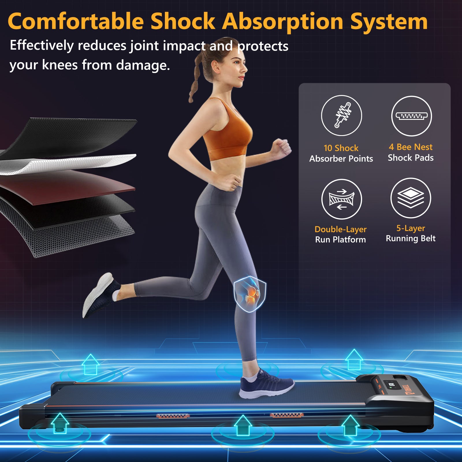 AIRHOT TM400 Under Desk Treadmill, Walking and Jogging 2-in-1 Walking Pad