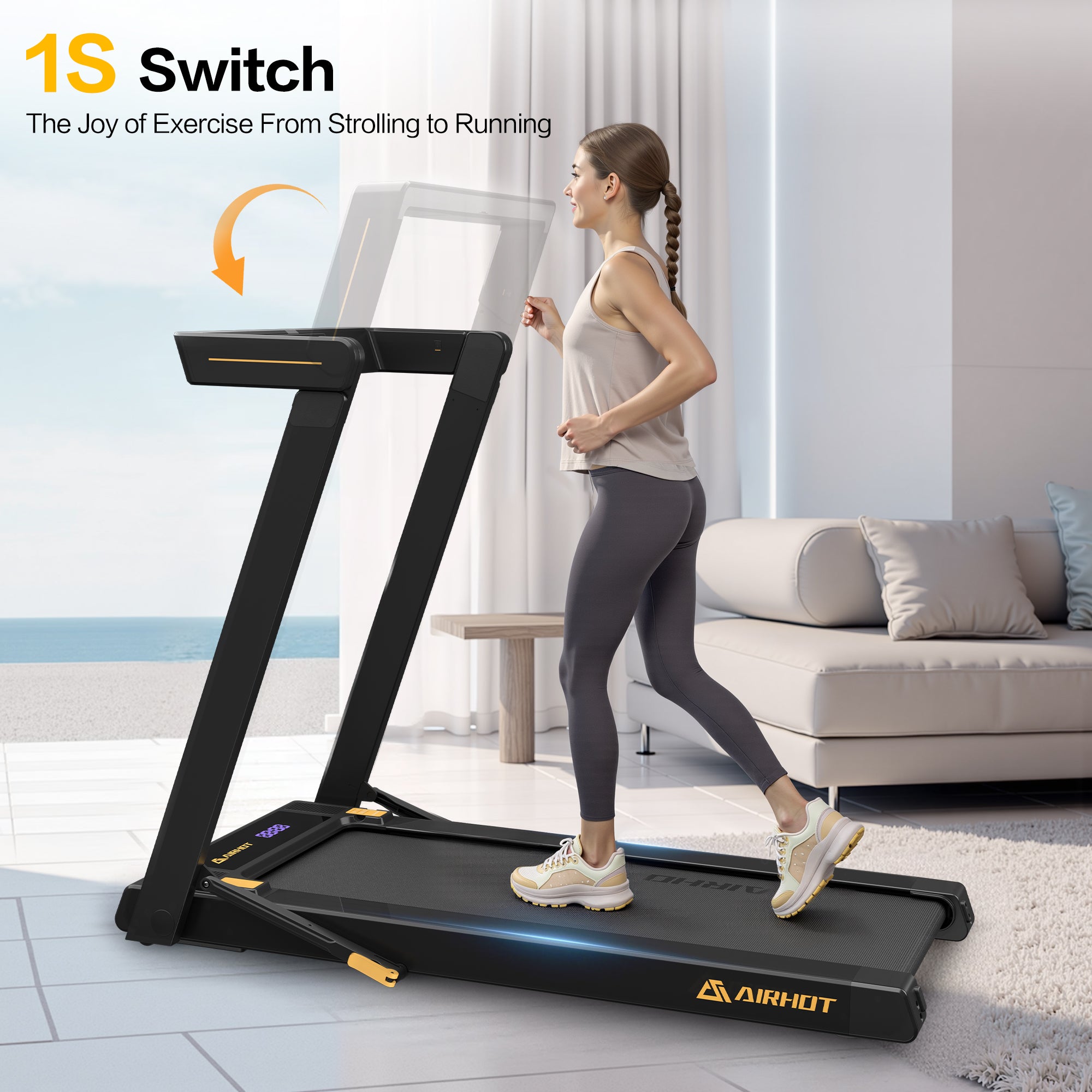 S700 3in1 Folding Treadmill, 300LBS Weight Capacity, 3.0HP Under Desk Treadmil for Home Office, Portable Folding Treadmil with Remote Control & LED Touch Display