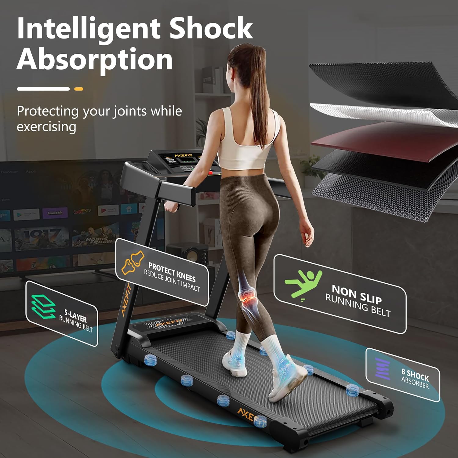 Treadmill with Incline, 265 LBS Capacity Portable Incline Treadmill, Folding Treadmills for Home, 2.5HP Low-Noise Treadmills LED Display for Walking Jogging Running