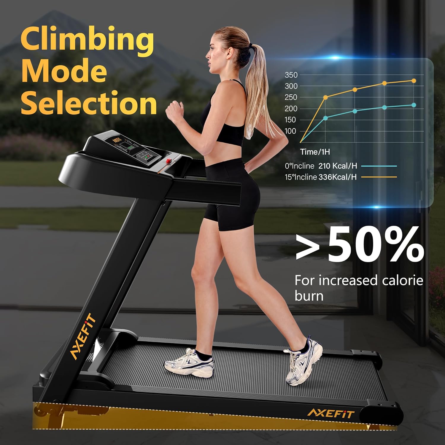 Treadmill with Incline, 265 LBS Capacity Portable Incline Treadmill, Folding Treadmills for Home, 2.5HP Low-Noise Treadmills LED Display for Walking Jogging Running