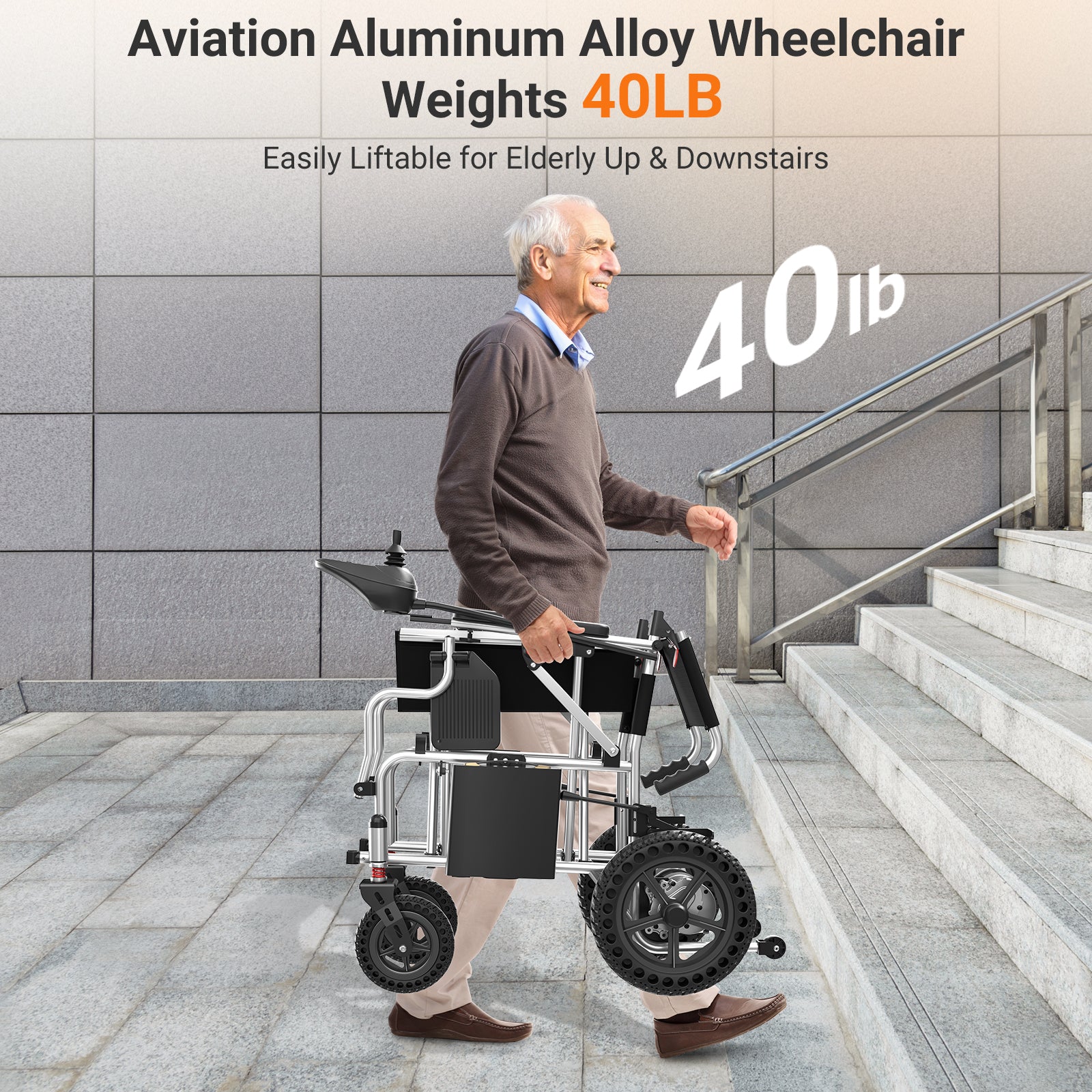 Foldable Electric Wheelchair for Adults, 15 Miles Long Travel Range, All Terrain Motorized Wheelchair for Seniors Portable