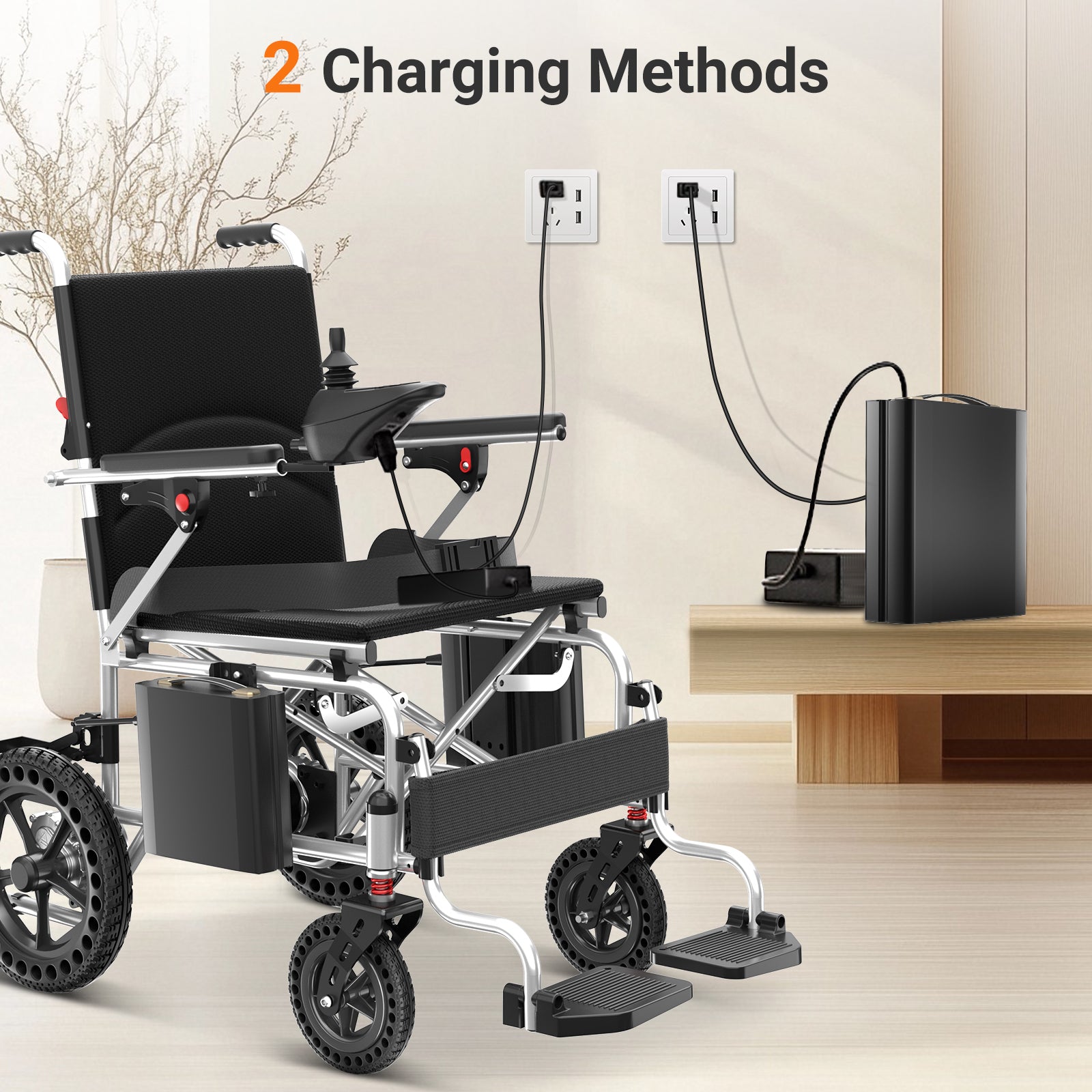 Foldable Electric Wheelchair for Adults, 15 Miles Long Travel Range, All Terrain Motorized Wheelchair for Seniors Portable