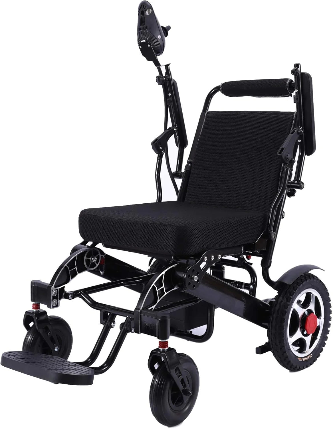 Reinforced Frame 350LBS Weight Capacity Foldable Electric Wheelchair, 16+ Miles Long Range, Thickened Seat Cushion & Removable Lithium Battery, EABS Brake System