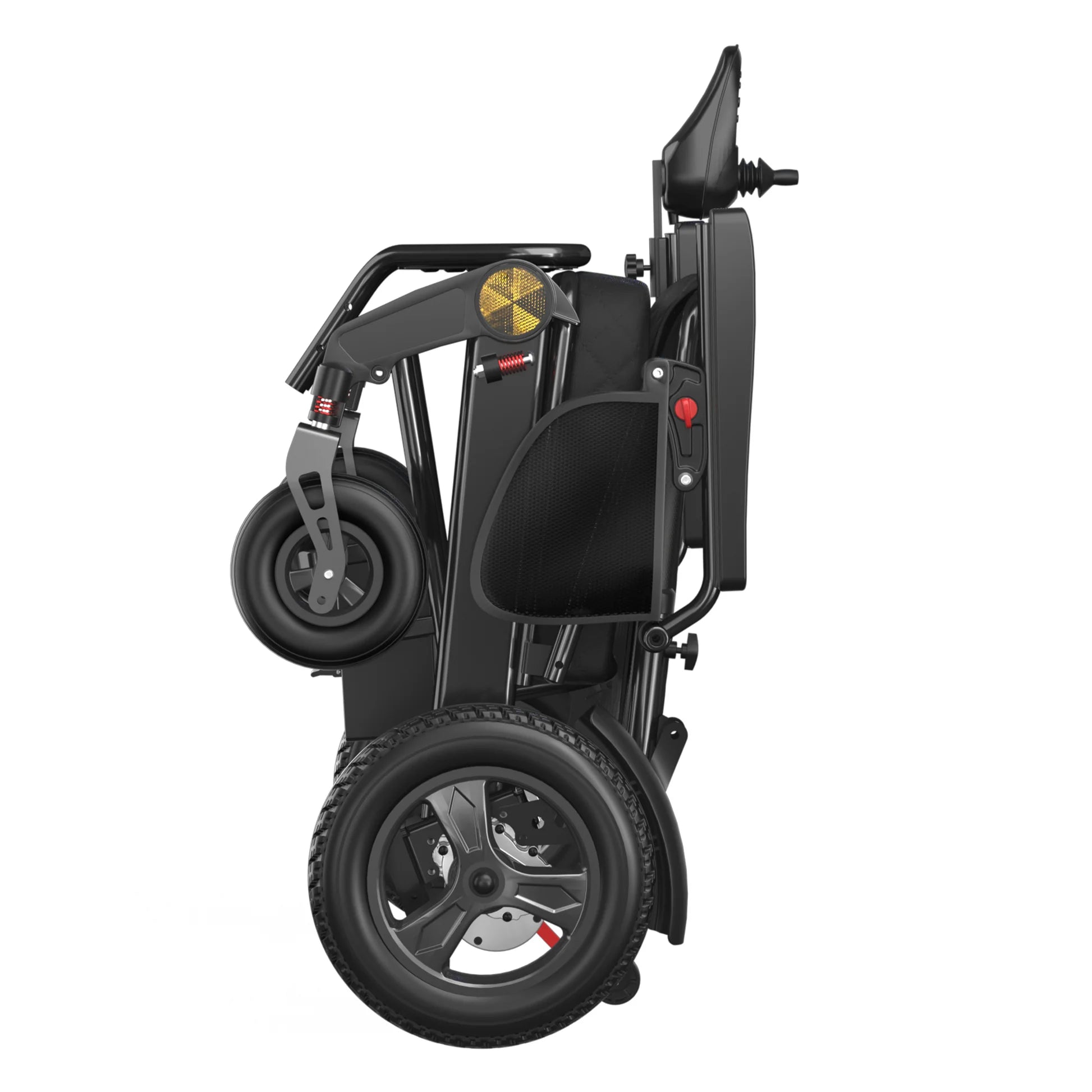 Reinforced Frame 350LBS Weight Capacity Foldable Electric Wheelchair, 16+ Miles Long Range, Thickened Seat Cushion & Removable Lithium Battery, EABS Brake System