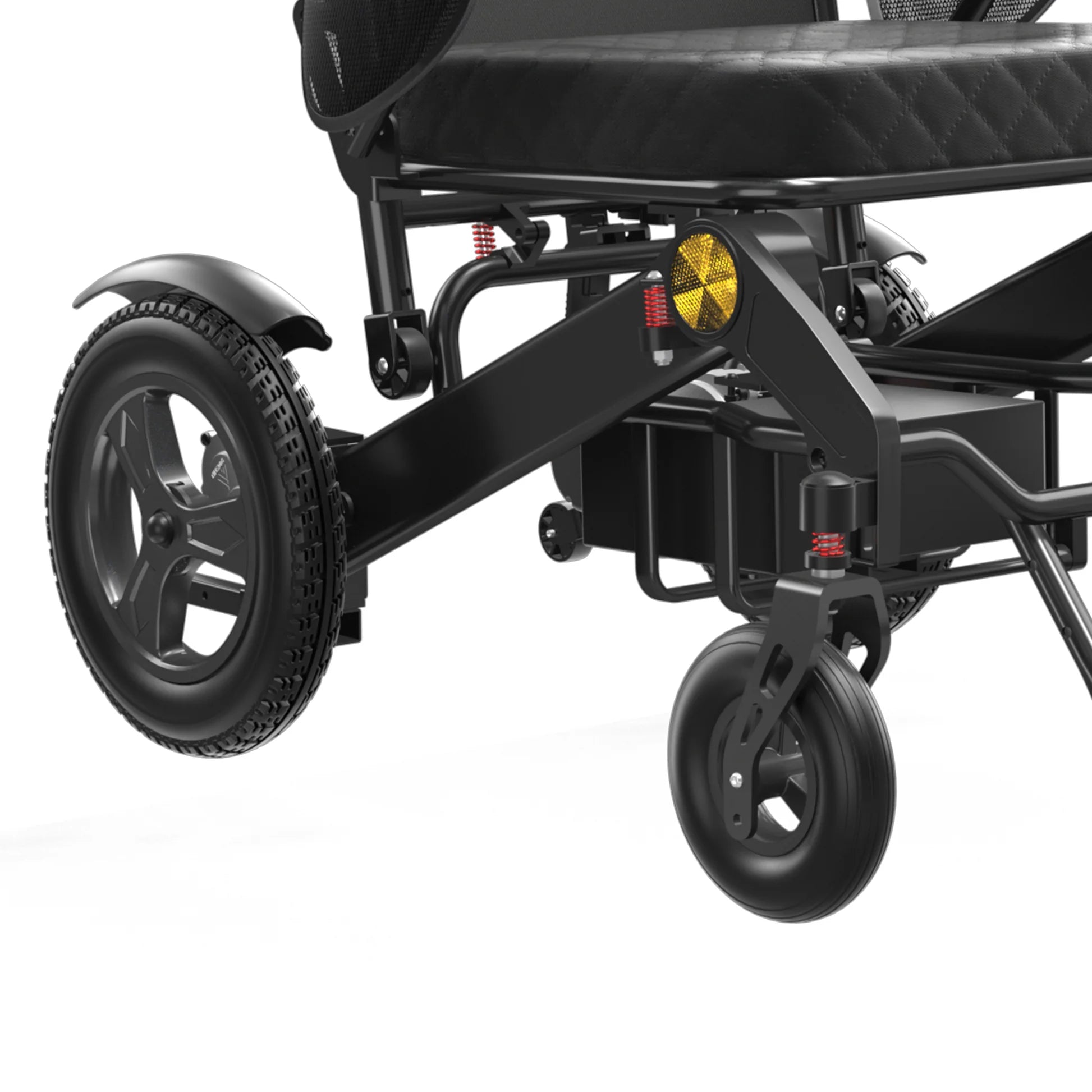Reinforced Frame 350LBS Weight Capacity Foldable Electric Wheelchair, 16+ Miles Long Range, Thickened Seat Cushion & Removable Lithium Battery, EABS Brake System