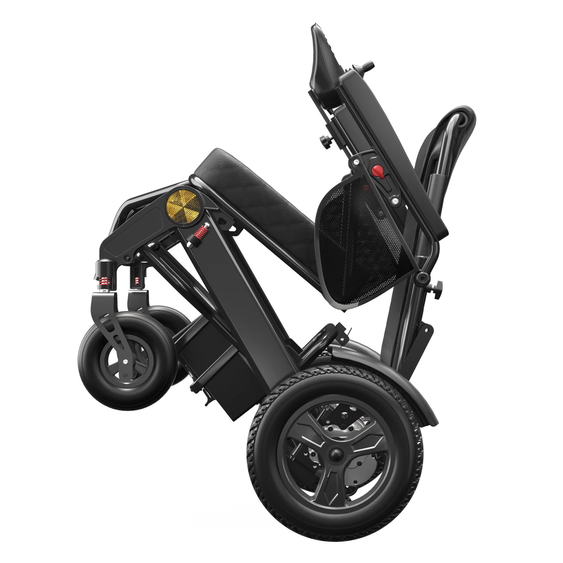 Reinforced Frame 350LBS Weight Capacity Foldable Electric Wheelchair, 16+ Miles Long Range, Thickened Seat Cushion & Removable Lithium Battery, EABS Brake System