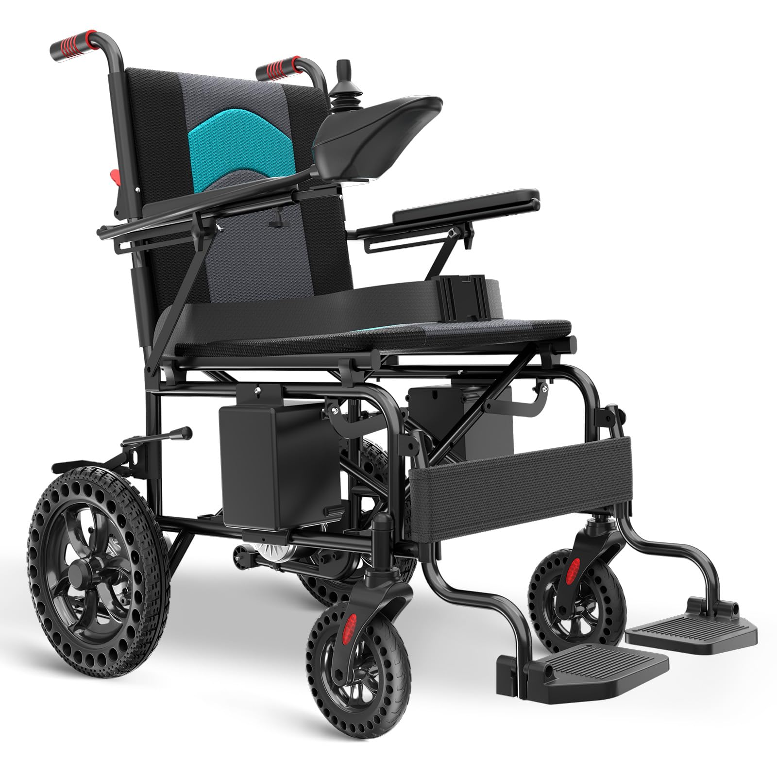 Portable Electric Wheelchair with Aluminum frame Lithium Batteries, Lightweight Only 40lbs, Compact Motorized Wheelchair for Seniors, All Terrain Power Wheelchair for Adults, Airline Approval