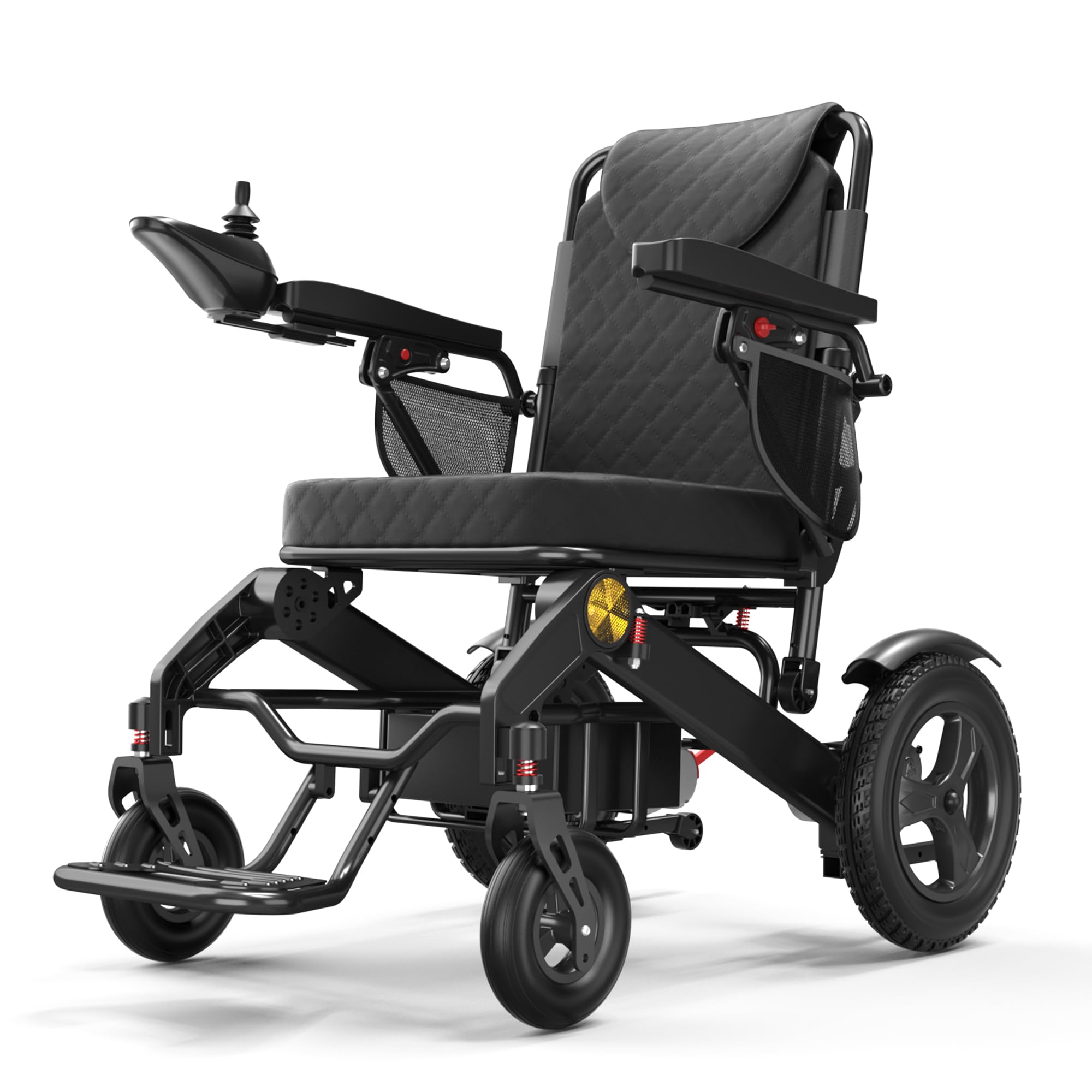 Reinforced Frame 350LBS Weight Capacity Foldable Electric Wheelchair, 16+ Miles Long Range, Thickened Seat Cushion & Removable Lithium Battery, EABS Brake System