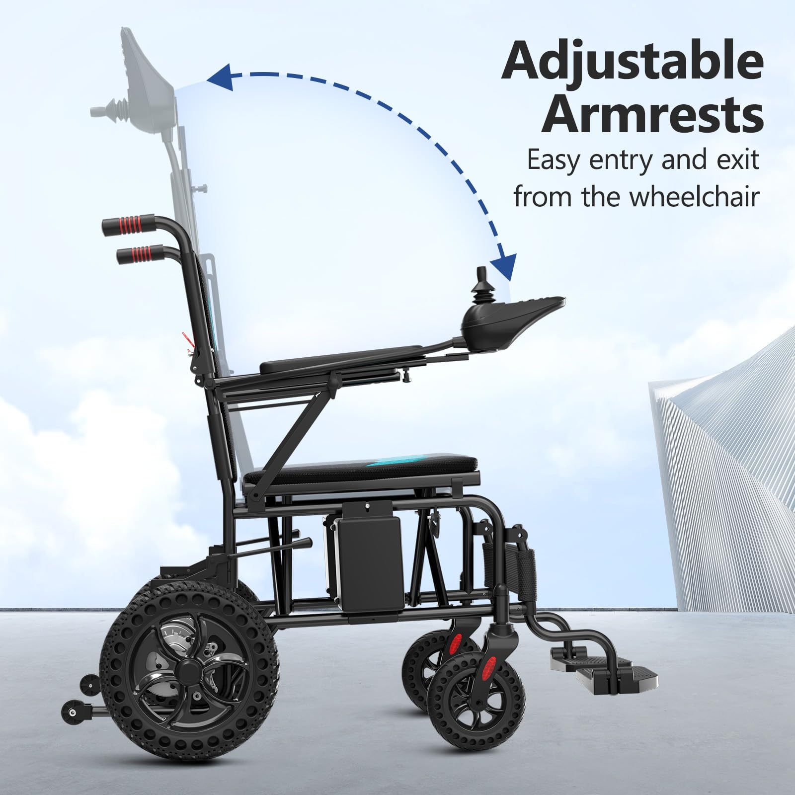 Portable Electric Wheelchair with Aluminum frame Lithium Batteries, Lightweight Only 40lbs, Compact Motorized Wheelchair for Seniors, All Terrain Power Wheelchair for Adults, Airline Approval