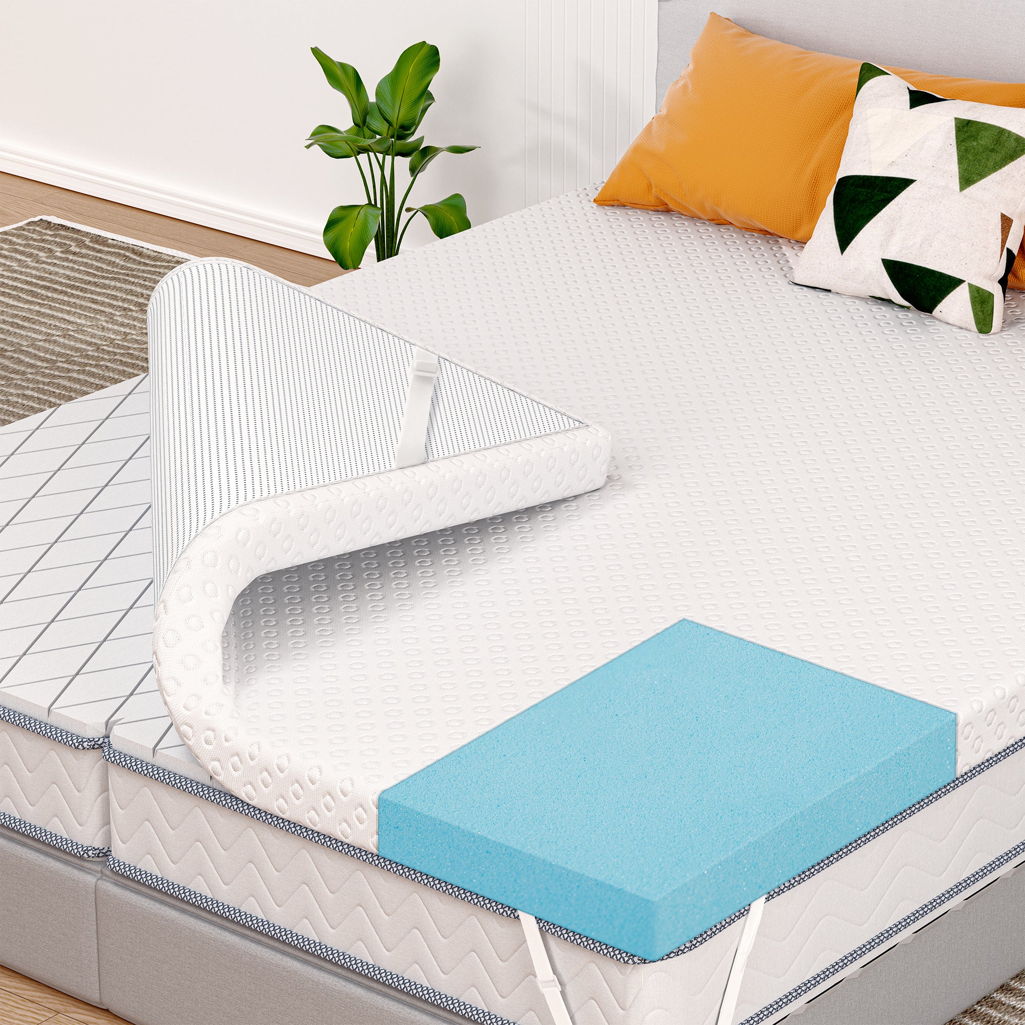 3 Inch Gel Memory Foam Mattress Topper with Removable Cover