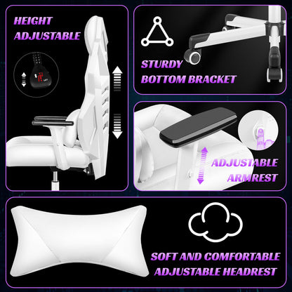 Breathable Racing Style Gaming Chair, Adjustable Backrest, Ergonomic Swivel PC Chair with Lumbar Support