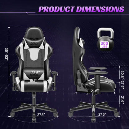 Ergonomic Gaming Chair, Racing Style PU Leather, Adjustable Backrest, Swivel Gamer Chair with Lumbar Support