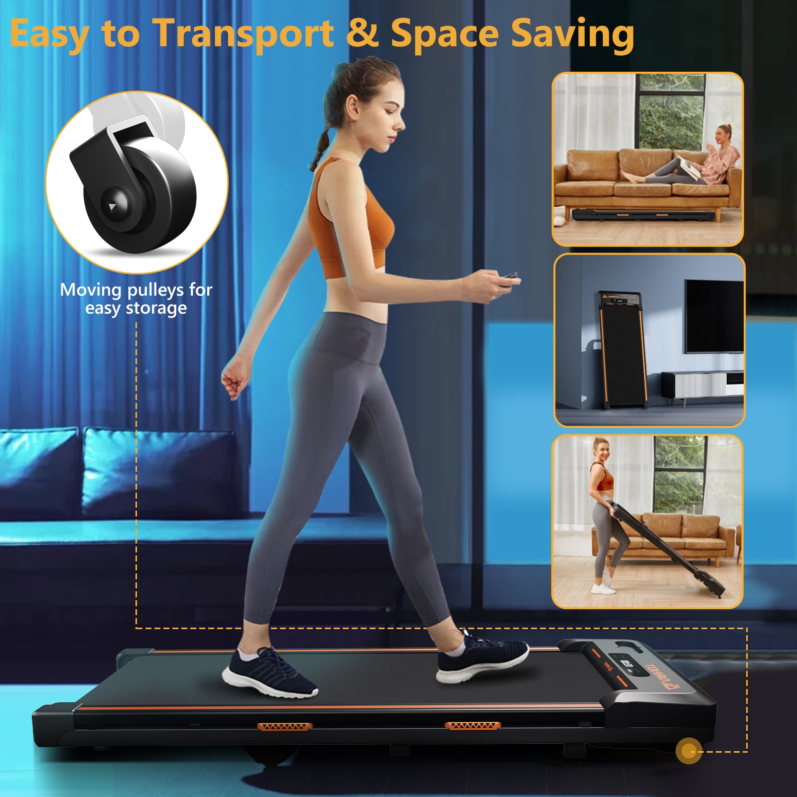 AIRHOT TM400 Under Desk Treadmill, Walking and Jogging 2-in-1 Walking Pad