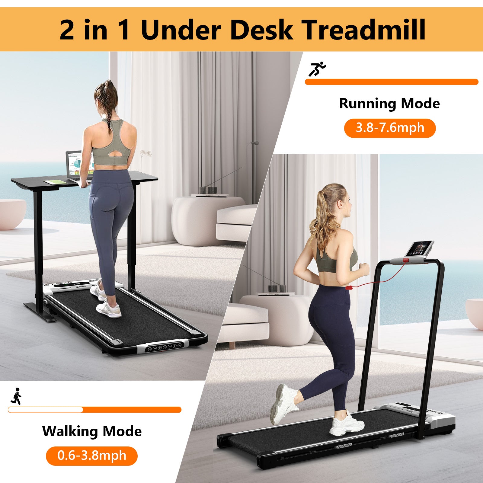 2 in 1 under desk folding treadmill sale