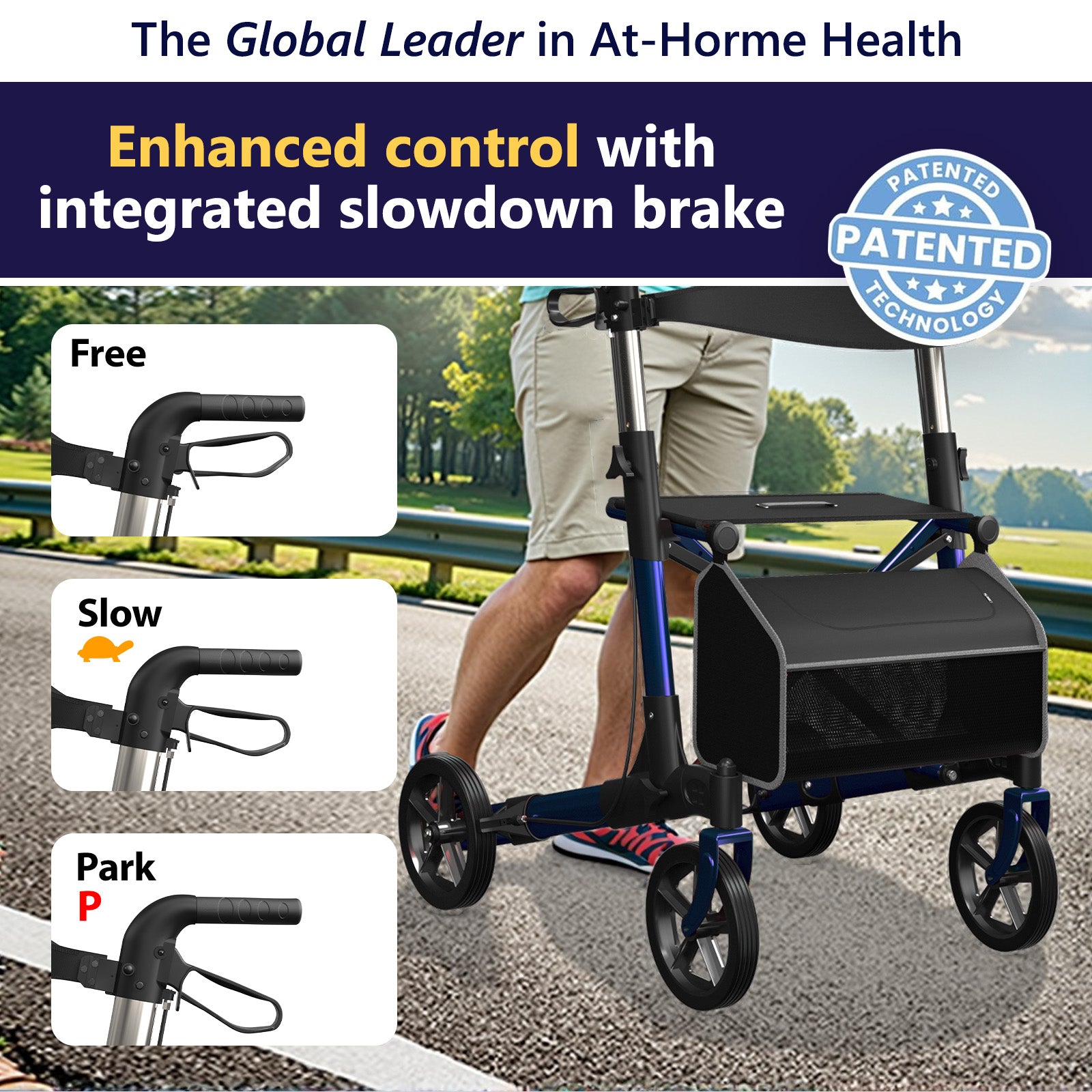 Lightweight 4-Wheel Rollator Walker With Seat
