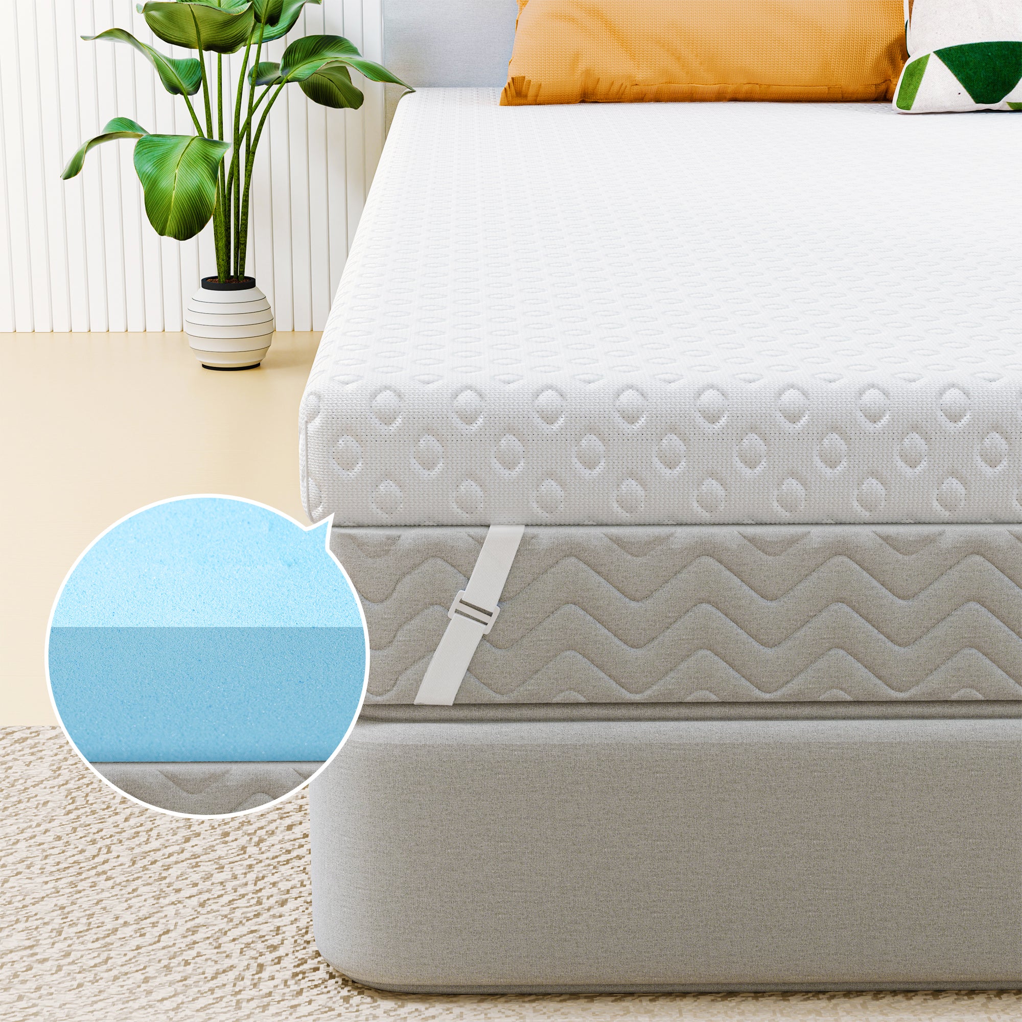 3 Inch Gel Memory Foam Mattress Topper with Removable Cover