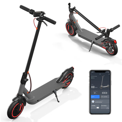 Electric Scooter for Adults, Aluminum Frame 19MPH & 20° Hill Climb, 15-21 Mile Range with Cruise Control, Dual Braking System & 8.5" Solid Tires, 300LB Bearing Foldable Commuter Scooter for Teen Adult