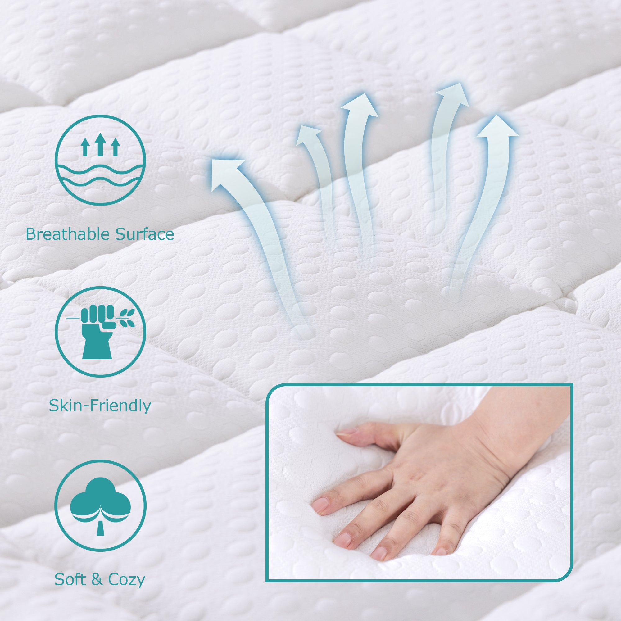AIRHOT Dual Layer 3 Inch Memory Foam Mattress Topper, 2 Inch Gel Memory Foam and 1 Inch Cooling Pillow Top Mattress Pad Cover