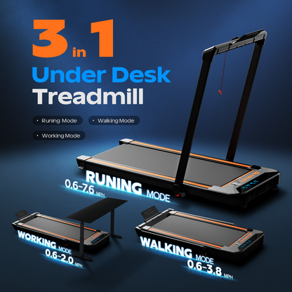 AIRHOT TT300 Under Desk Treadmill, Walking Pad 3 in 1 Folding Treadmill