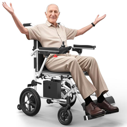 37 Lbs Foldable "World's Lightest" Electric Wheelchairs, 20 Miles Long-Lasting Endurance with Airline Approval