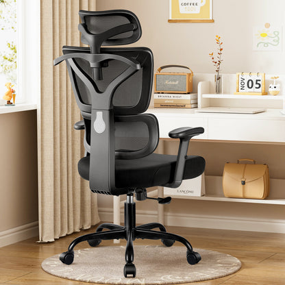 Ergonomic Office Chair with Reclining Function, Adjustable Armrests, and High-Density Sponge Support