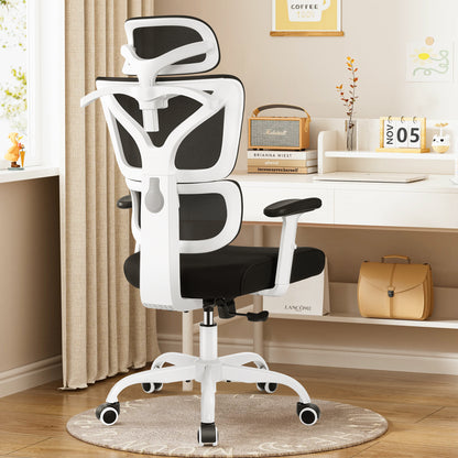 Ergonomic Office Chair with Reclining Function, Adjustable Armrests, and High-Density Sponge Support