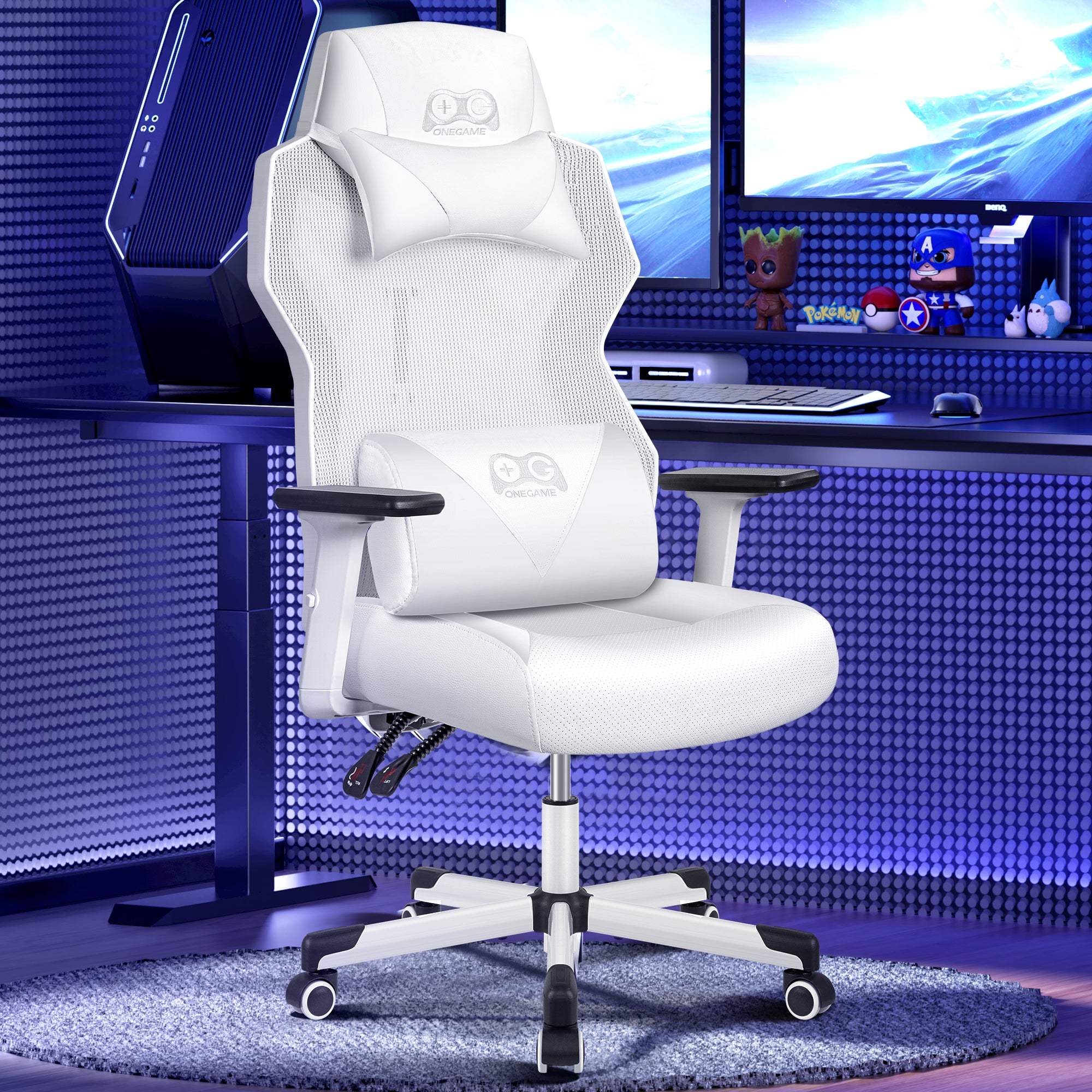 Breathable Racing Style Gaming Chair, Adjustable Backrest, Ergonomic Swivel PC Chair with Lumbar Support