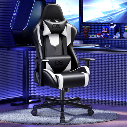 Ergonomic Gaming Chair, Racing Style PU Leather, Adjustable Backrest, Swivel Gamer Chair with Lumbar Support