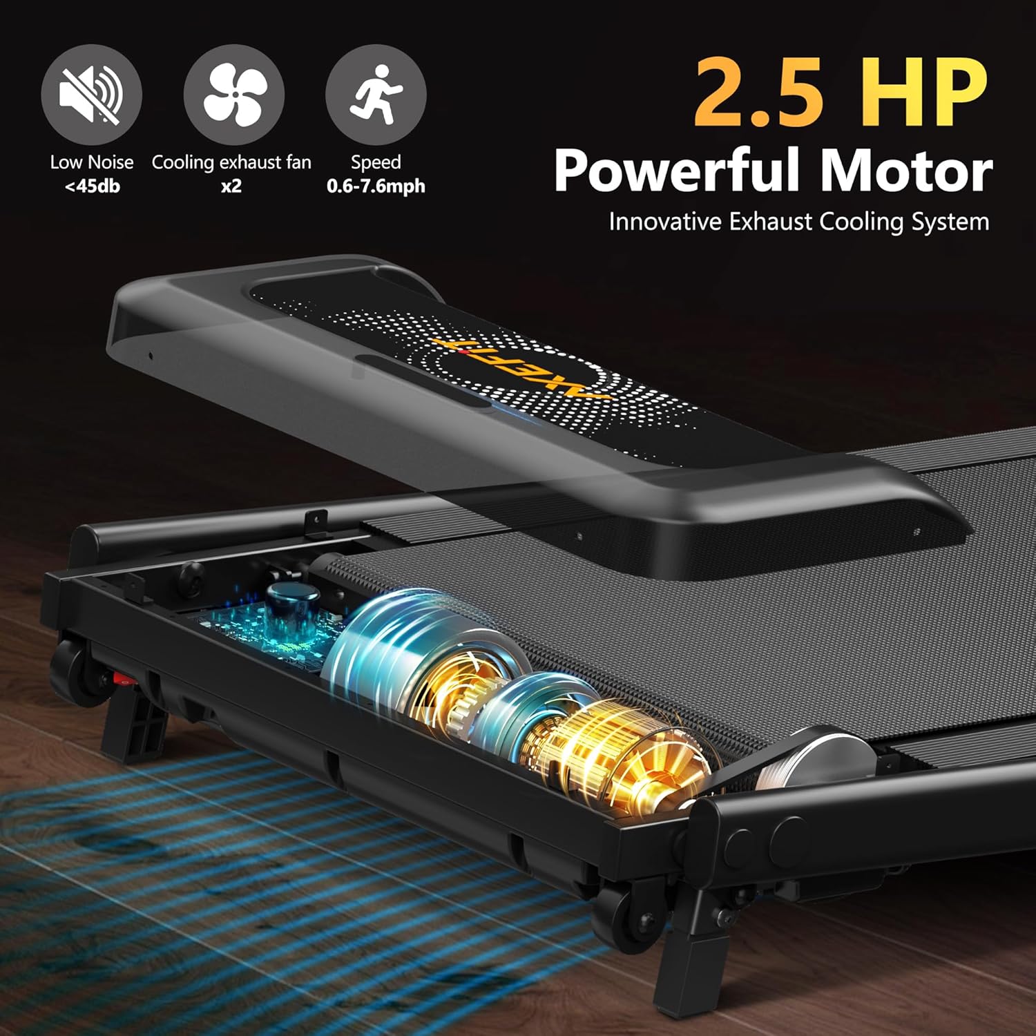 Treadmill with Incline, 265 LBS Capacity Portable Incline Treadmill, Folding Treadmills for Home, 2.5HP Low-Noise Treadmills LED Display for Walking Jogging Running