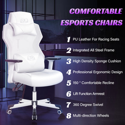 Breathable Racing Style Gaming Chair, Adjustable Backrest, Ergonomic Swivel PC Chair with Lumbar Support