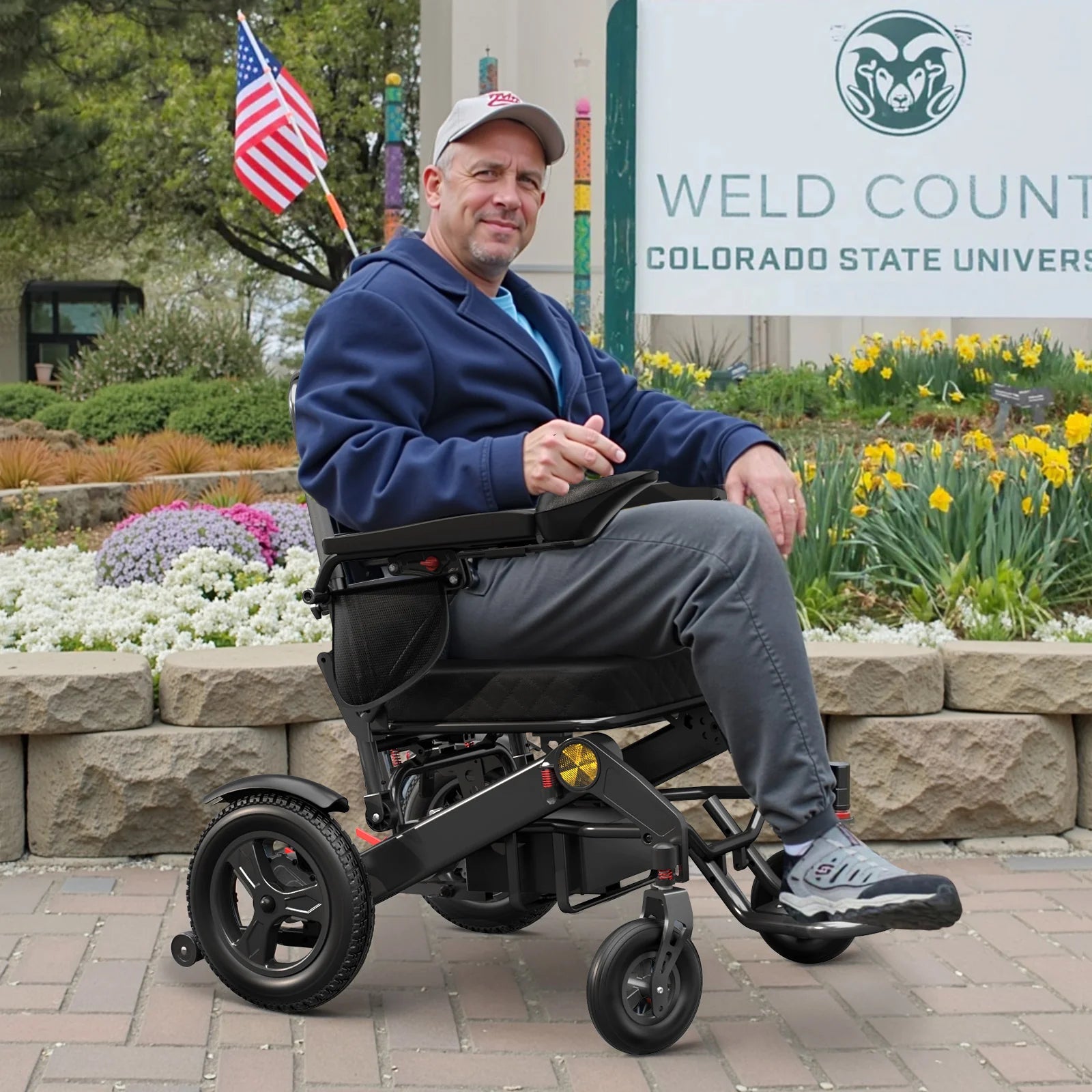Foldable Lightweight Electric Wheelchair with Adjustable Backrest for All Terrain Airline Approved
