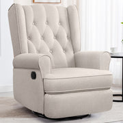 Recliner Chair 360 Swivel Glider, Rocking Living Room Chair Ergonomic Lounge Chair with Arm and Decorative Buttons, Modern Accent Classic Single Sofa for Reading,Nursery,Bedroom (Beige)
