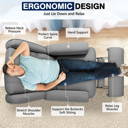 Recliner Chair 360 Swivel Glider, Rocking Living Room Chair Ergonomic Lounge Chair with Arm and Decorative Buttons, Modern Accent Classic Single Sofa for Reading,Nursery,Bedroom (Gray)