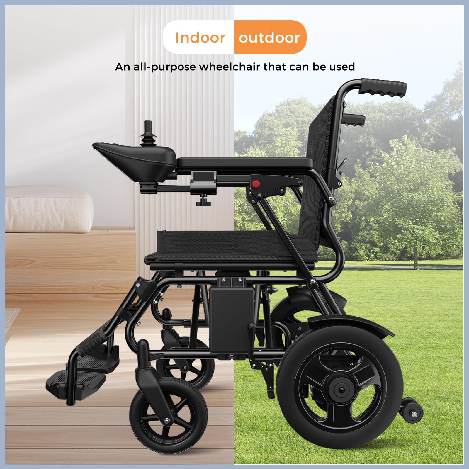 Foldable Intelligent Portable Power Electric Wheelchairs for Adults Seniors With 2 Batteries